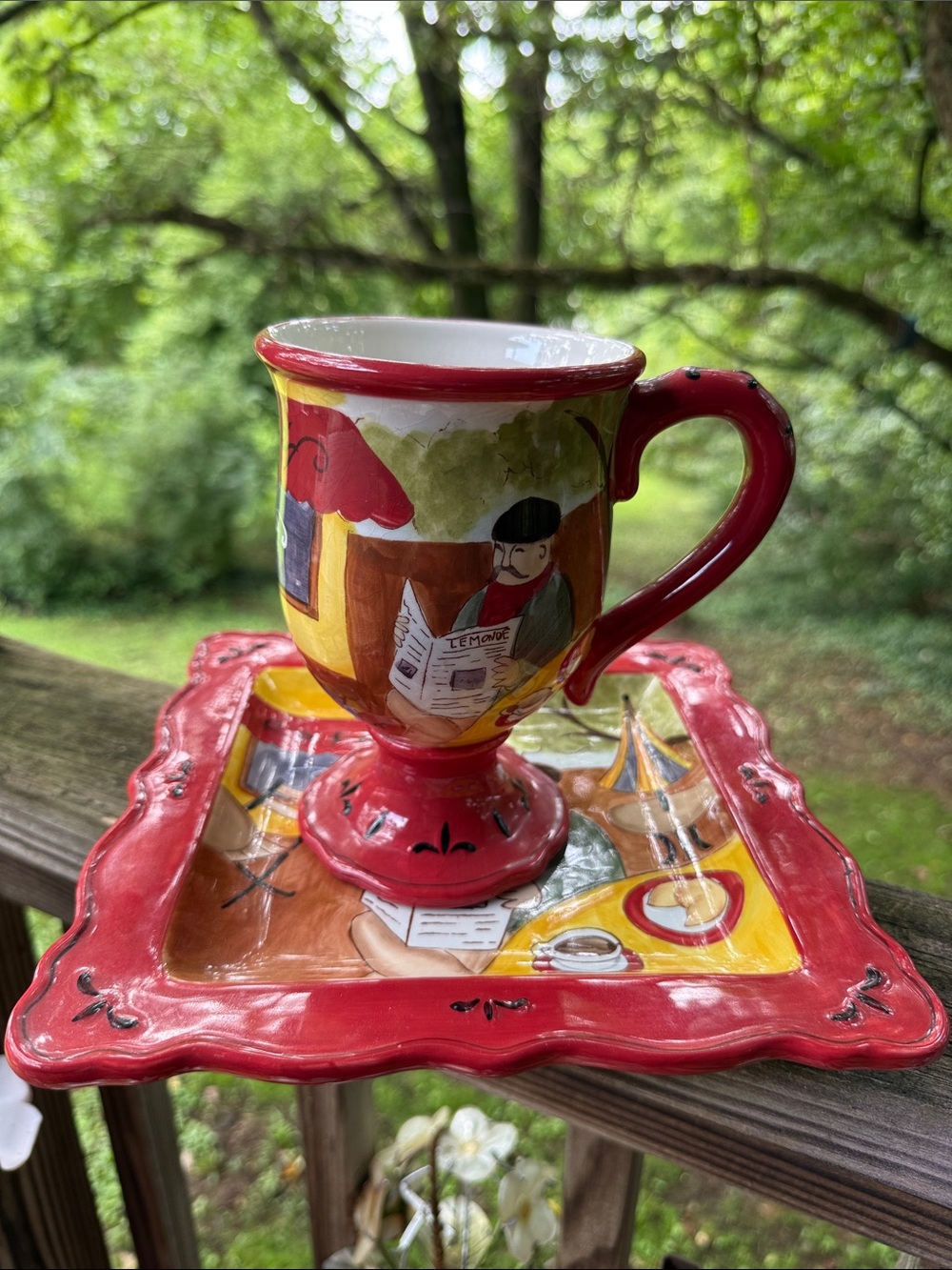 Jennifer Brinley plate 9” and Mug 6.25” 2000-2010 hand painted